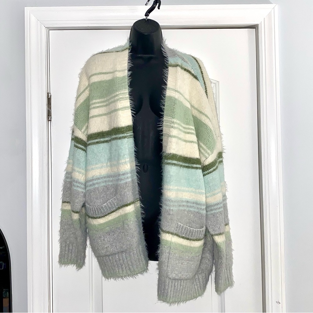 American Eagle Outfitters Fuzzy Stripped Cardigan - Picture 5 of 10